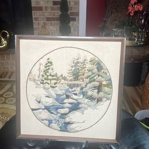 VINTAGE 1978 SUNSET STITCHERY WINTER SNOWFALL CREWEL EMBROIDERY